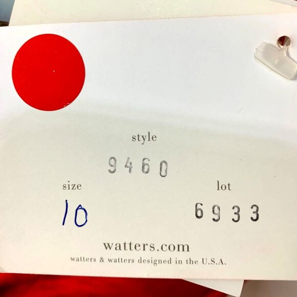 Watters & Watters Red Silk Midi Bridesmaid Dress 10 Strapless/Convertible Pleat - Picture 6 of 16